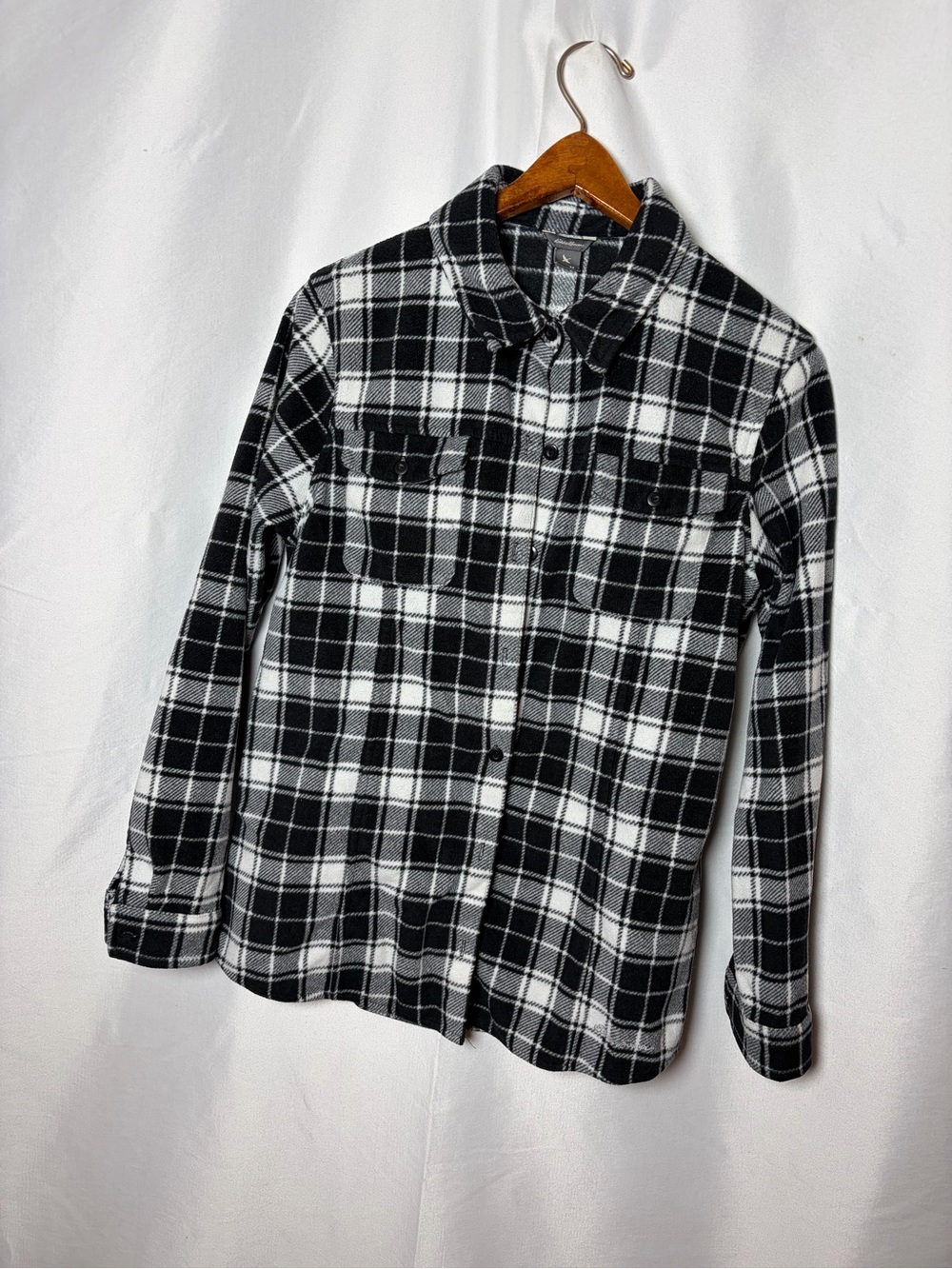Eddie Bauer Black & White Plaid Button-Down Shirt